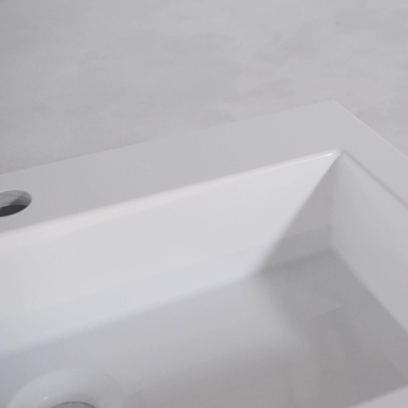 Rechthoekige opbouw waskom van keramiek, mat wit – Odon