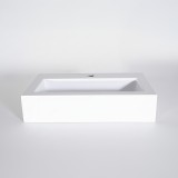 Rechthoekige opbouw waskom van keramiek, mat wit – Odon