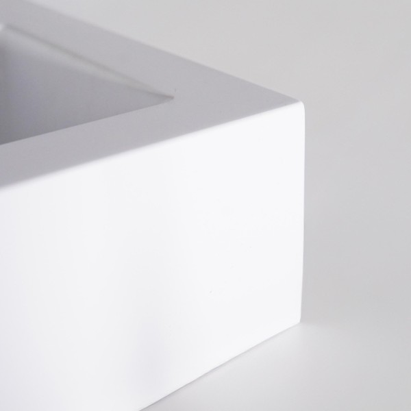 Rechthoekige opbouw waskom van keramiek, mat wit – Odon