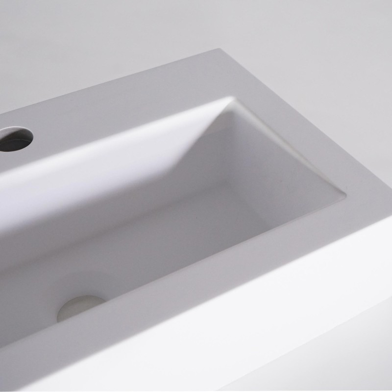 Rechthoekige opbouw waskom van keramiek, mat wit – Odon
