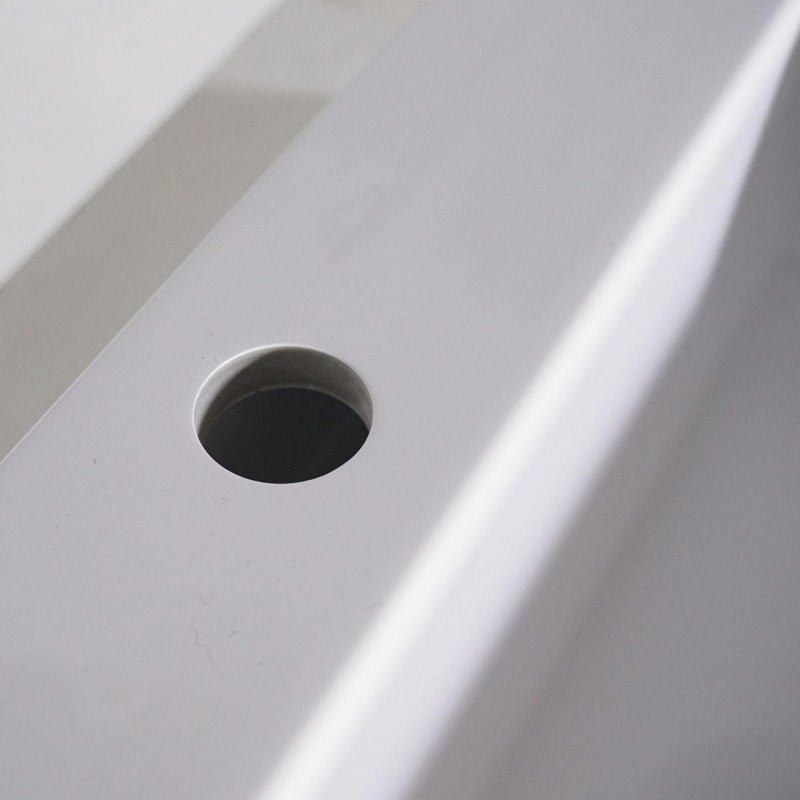 Rechthoekige opbouw waskom van keramiek, mat wit – Odon