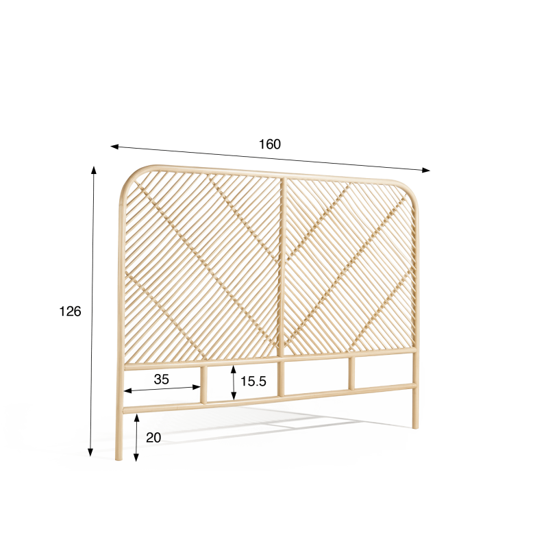 Hoofdbord 160 cm in riet (rotan) – Weava