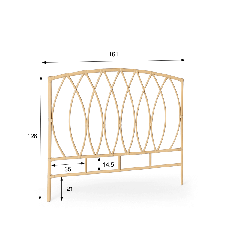 Hoofdbord 160 cm in riet (rotan) – Artis