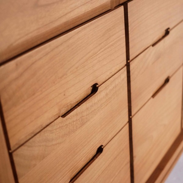 Badmeubel met dubbele wastafel in massief hout, mat wit – Ashwini