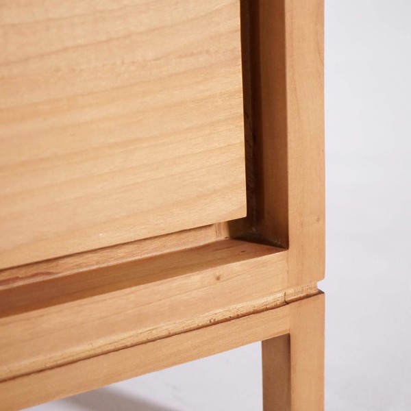 Badmeubel met dubbele wastafel in massief hout, mat wit – Ashwini