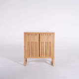 Badmeubel met enkele wastafel in massief hout, mat wit – Satya