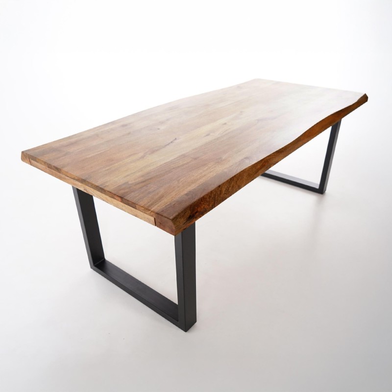 Massief houten tafel met metalen poten 160 cm - Rustik