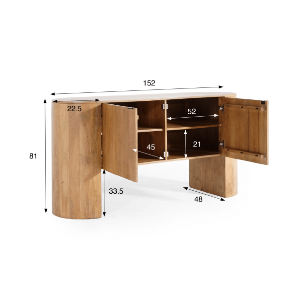 Dressoir met 2 deuren in massief hout - Timea