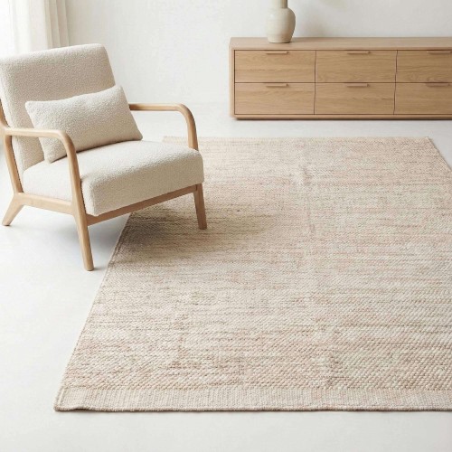 Wollen en katoenen tapijt 140x200 cm, beige - Elowen