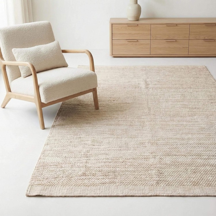 Wollen en katoenen tapijt 160x230 cm, beige - Elowen