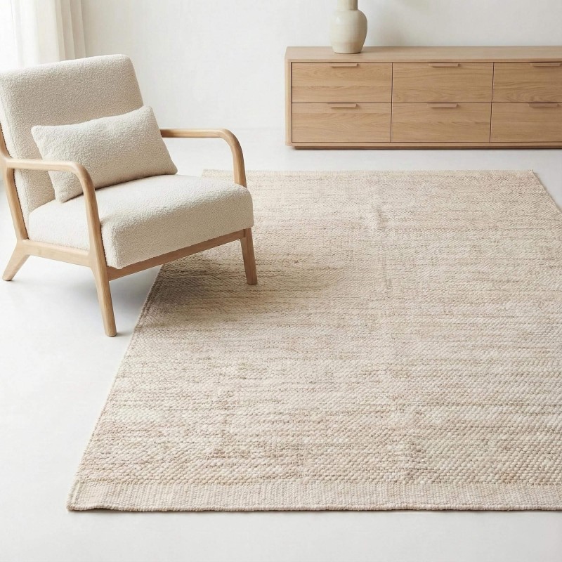Wollen en katoenen tapijt 250x350 cm, beige - Elowen
