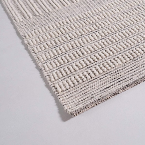 Wollen tapijt 140x200 cm, wit-zwart - Wola