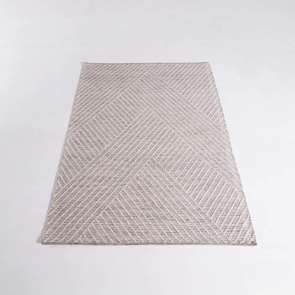 Wollen tapijt 140x200 cm, wit-zwart - Arvo