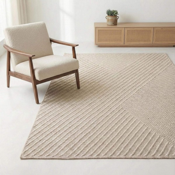 Wollen tapijt 140x200 cm, wit-beige - Arvo