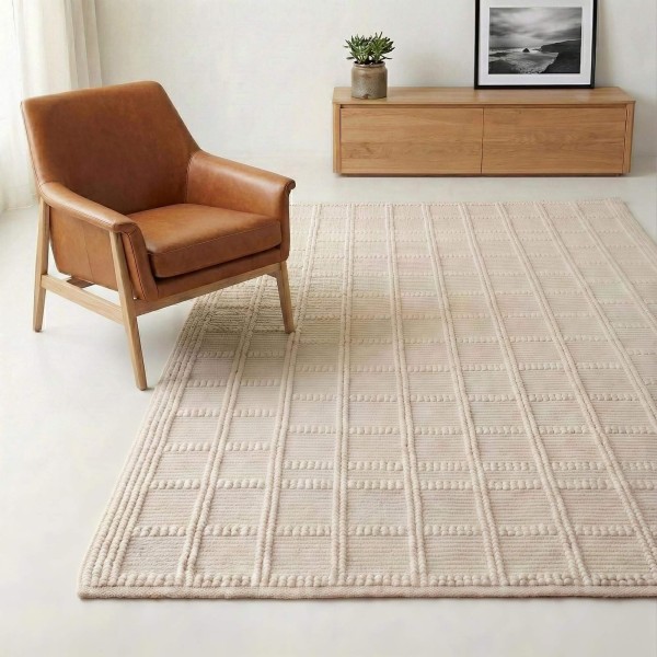 Wollen tapijt 140x200 cm, wit-beige - Silva