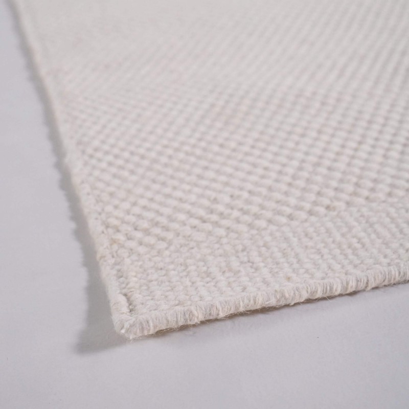 Wollen en katoenen tapijt 140x200 cm, wit - Elowen