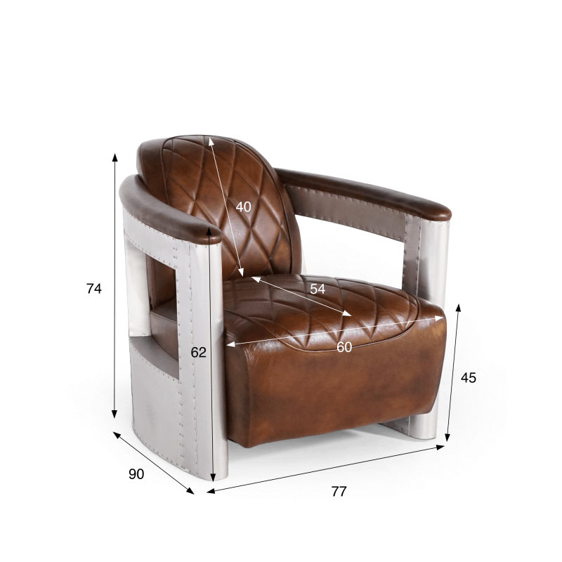 Aviator-fauteuil in leder