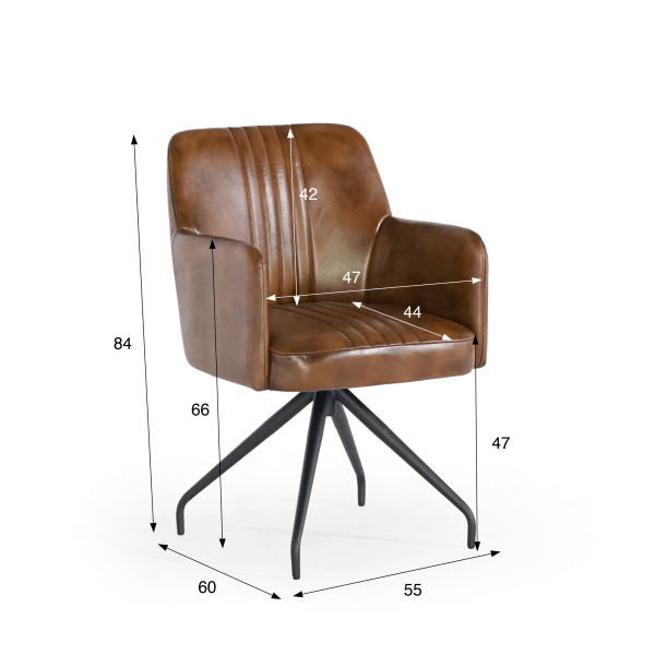 Stoel in echt leder met metalen voet – Edison