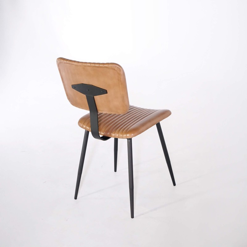 Stoel in echt leder met metalen voeten – Marlow