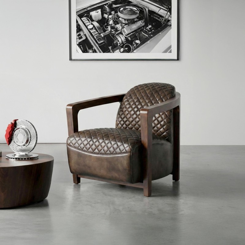 Vintage fauteuil in echt leder, bruin – Graham