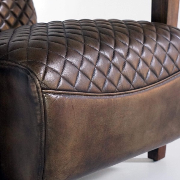 Vintage fauteuil in echt leder, bruin – Graham