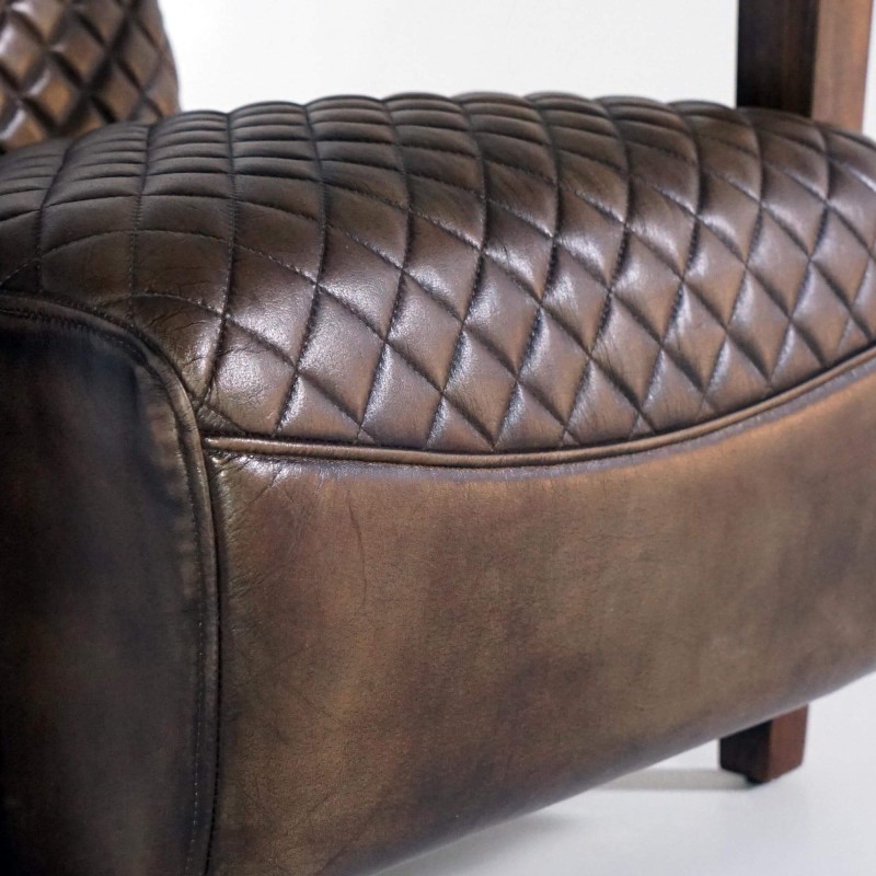 Vintage fauteuil in echt leder, bruin – Graham