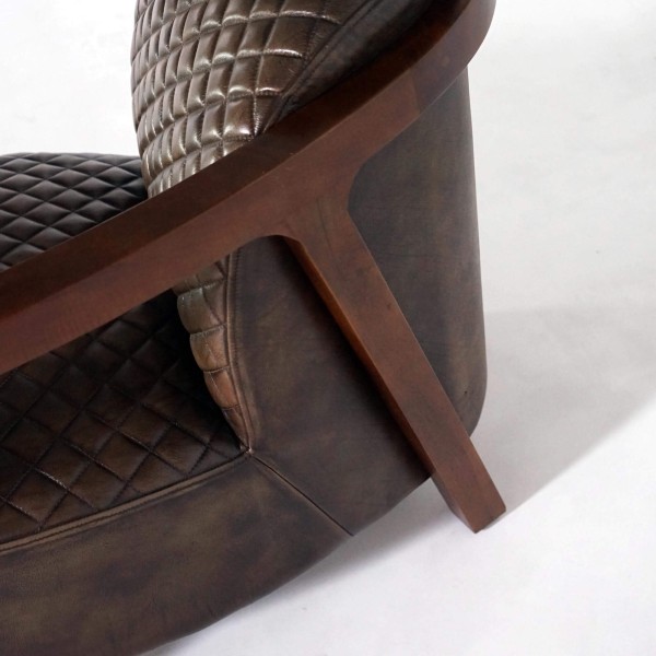 Vintage fauteuil in echt leder, bruin – Graham