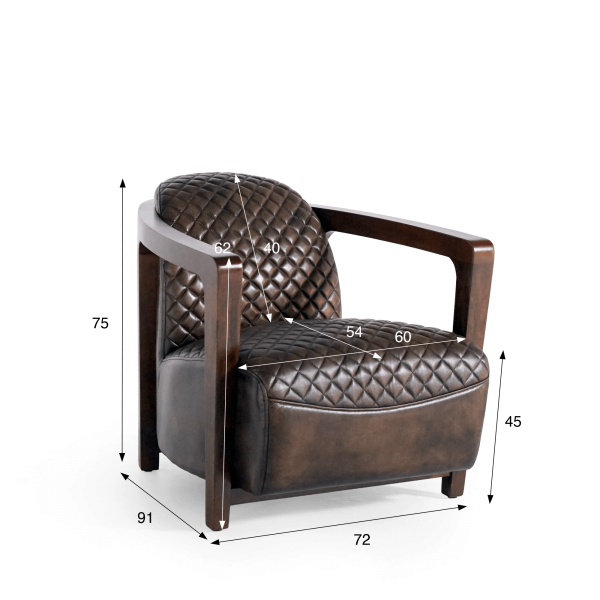 Vintage fauteuil in echt leder, bruin – Graham