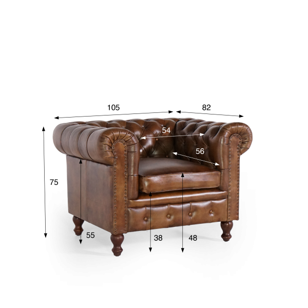 Chesterfield fauteuil in echt leder – Edward