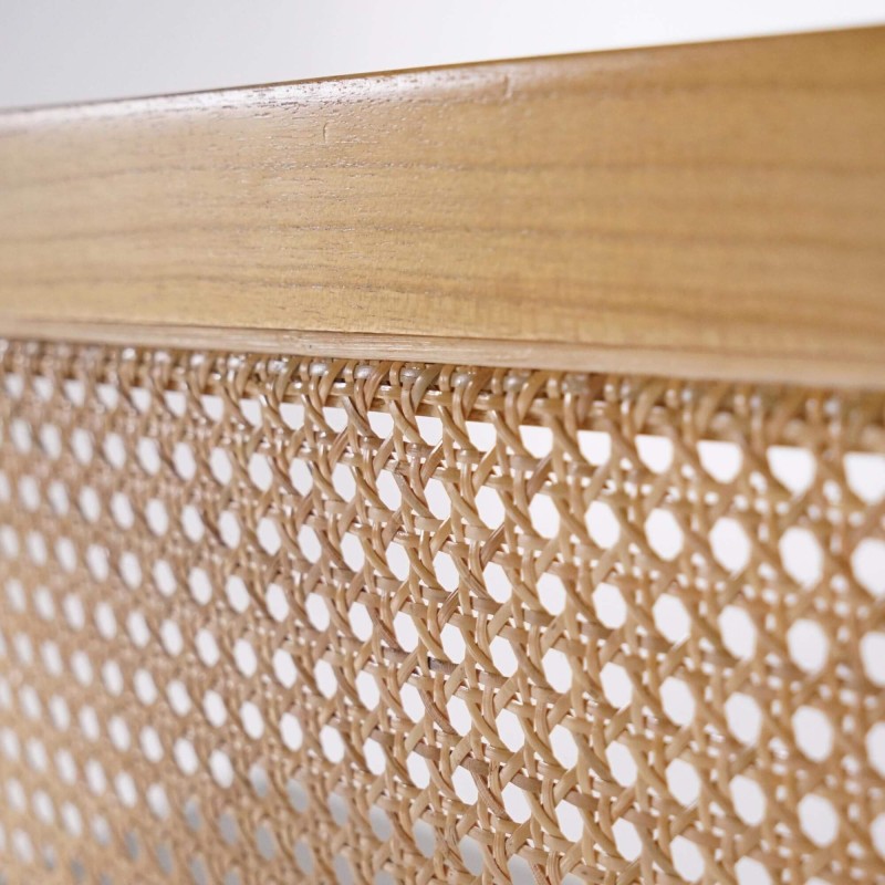 Hoofdbord van massief mindihout en vlechtwerk 160 cm - Bahia