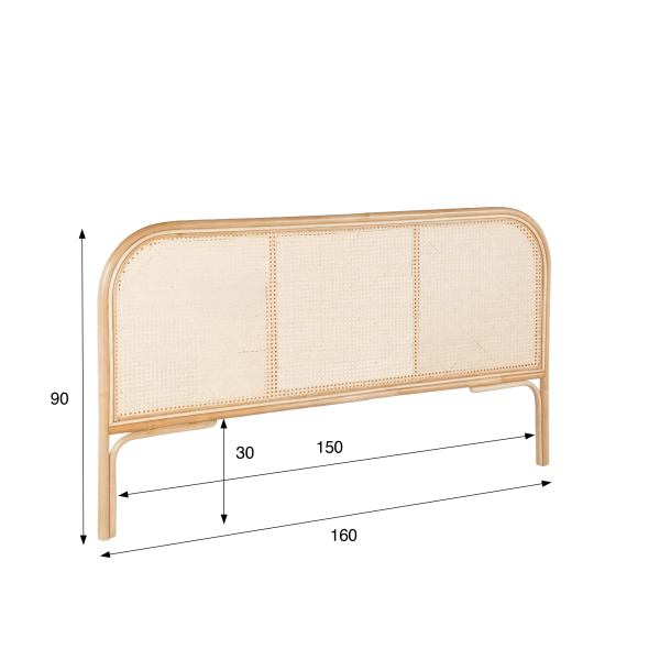 Hoofdbord van rotan (vlechtwerk) 160 cm - Manila