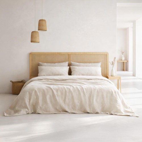 Hoofdbord van massief mindihout en vlechtwerk 180 cm - Bahia