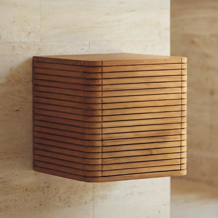 Hangend teak badkamer-opbergmeubel - Lattis