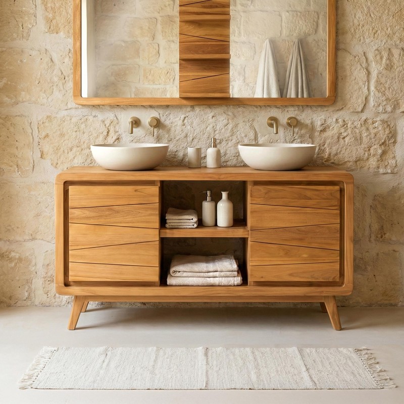 Badkamermeubel dubbele wasbak 140 cm - Sahar