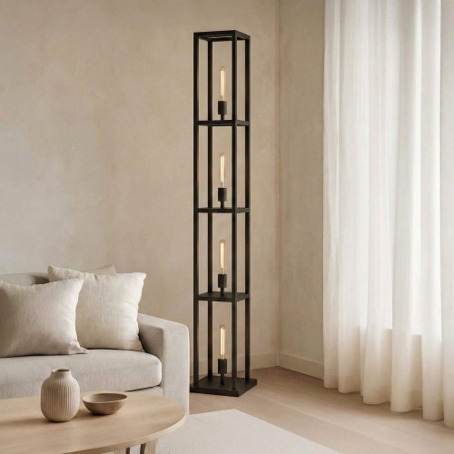 Metalen vloerlamp voor de woonkamer met LED-verlichting in industriële stijl – Strukt