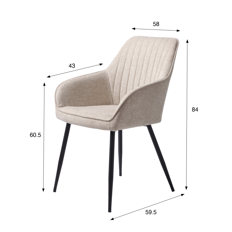 Eetkamerstoel in zandkleurige stof – Nolan Stripe