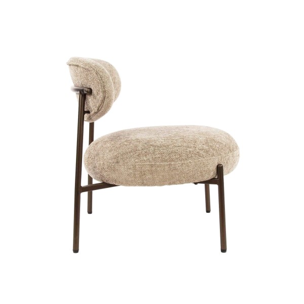 Loungefauteuil voor in de woonkamer, gemaakt van badstof en met metalen poten - Mellow