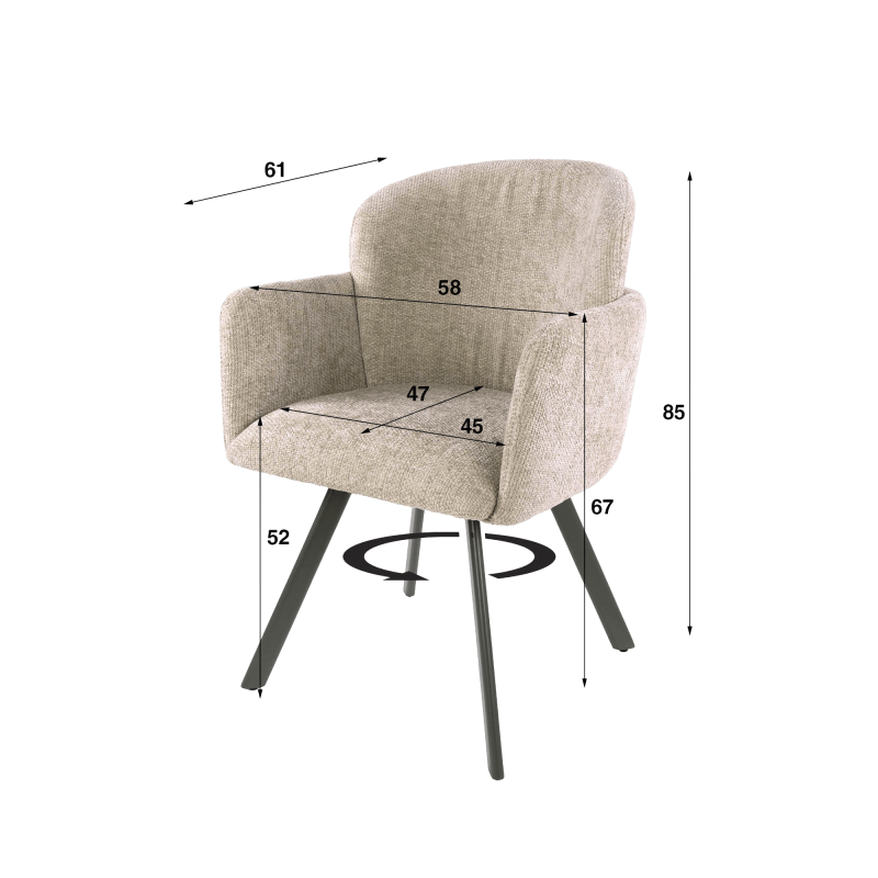 Comfortabele draaifauteuil voor de eetkamer - Navi