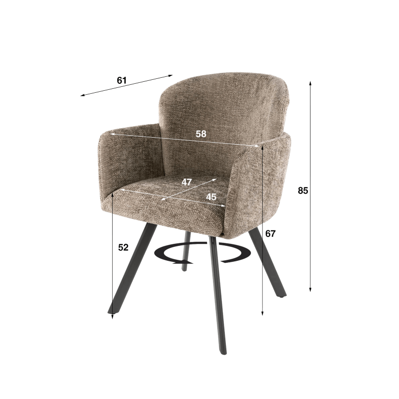 Comfortabele draaifauteuil voor de eetkamer - Navi