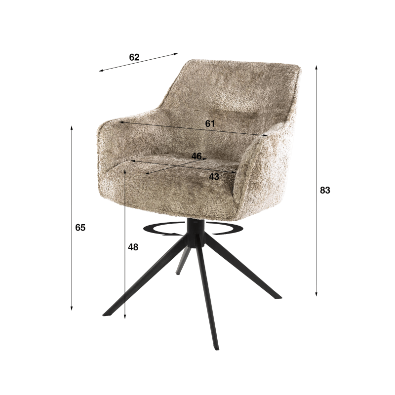 Moderne draaifauteuil voor de eetkamer - Eliot