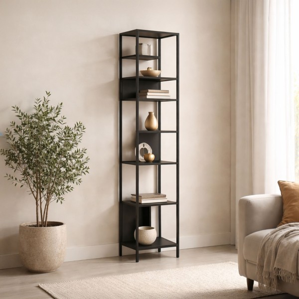 Zwarte metalen wandrek 40 x 180 cm – New York