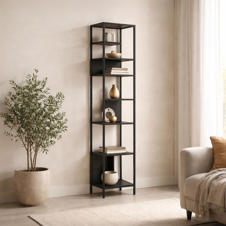 Zwarte metalen wandrek 40 x 180 cm – New York