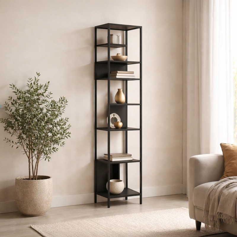 Zwarte metalen wandrek 40 x 180 cm – New York