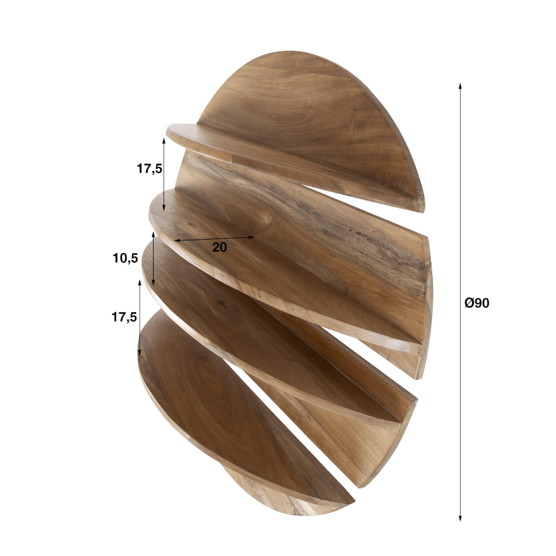 Ronde wandplank in massief hout – Koda