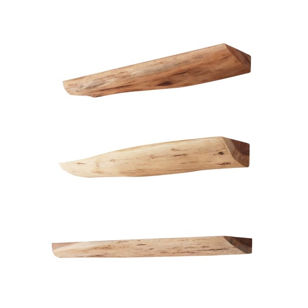 wandplank in natuurlijk hout met onzichtbare bevestiging (set van 3) - Rack