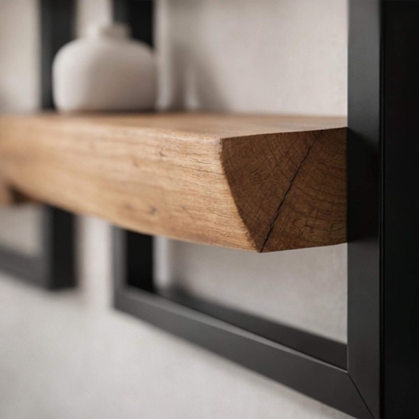 Industriële wandplank in hout en metaal (set van 5) – Frame