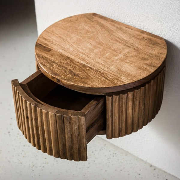 Hangend nachtkastje van naturel hout met lade – Kent