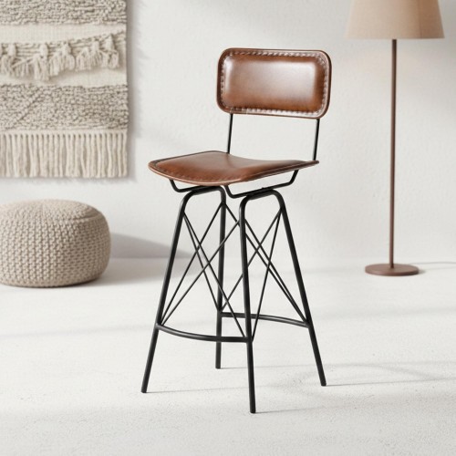 Vintage en design barstoel in leer