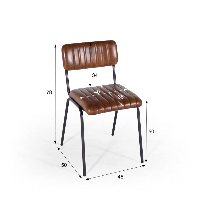 Stoel van metaal en natuurlijk leder - Prati