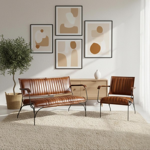 Vintage leren fauteuil in bruin 1-zits - Cosy